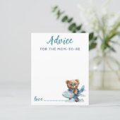 Baby shower teddybeer blauw Advies Kaart (Staand voorkant)