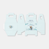 Baby shower teddybeer blauw bedankdoosjes (Uitgevouwen)