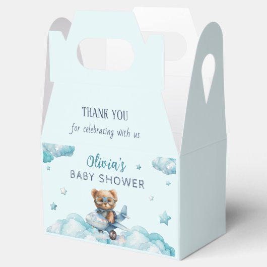 Baby shower teddybeer blauw bedankdoosjes (Geopend)