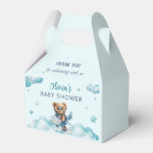 Baby shower teddybeer blauw bedankdoosjes (Voorkant Zijde)
