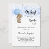 Baby shower teddybeer blauw wit kaart (Voorkant)