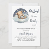 Baby shower Teddybeer Boy Blue Moon Sky Kaart (Voorkant)