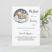Baby shower Teddybeer Boy Blue Moon Sky Kaart (Staand voorkant)