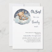 Baby shower Teddybeer Boy Blue Moon Sky Kaart (Voorkant)