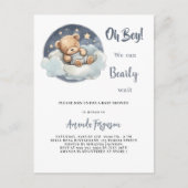 Baby shower Teddybeer Boy Blue Moon Sky Uitnodiging Briefkaart (Voorkant)