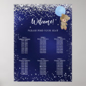 Baby shower Teddybeer Boy Navy Blue Zitkaart Poster (Voorkant)