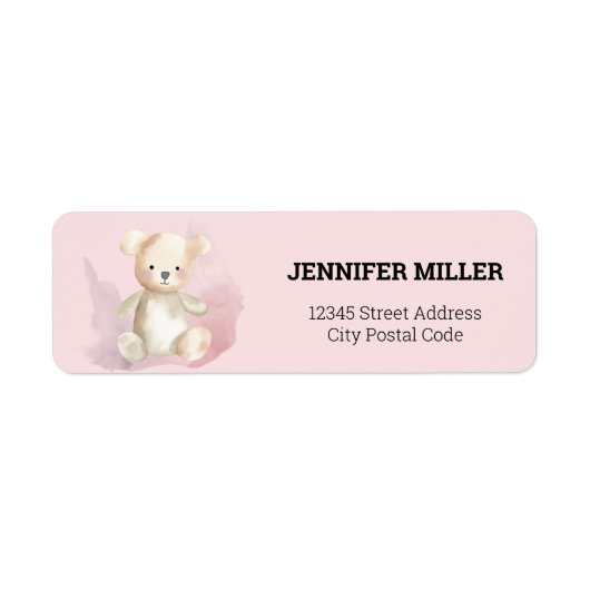 Baby shower teddybeer etiket (Voorkant)