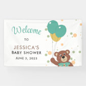 Baby shower teddybeer genderneutraal welkom spandoek (Horizontaal)