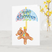 Baby shower teddybeer kaart (Gele Bloem)