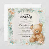 Baby shower teddybeer kaart (Voorkant / Achterkant)