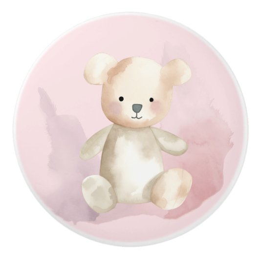 Baby shower teddybeer keramische knop (Voorkant)