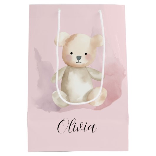 Baby shower teddybeer medium cadeauzakje (Achterkant)