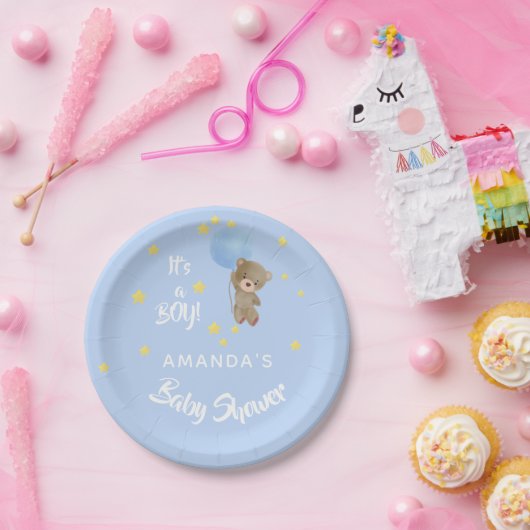 Baby shower teddybeer papieren bordje (Feest)