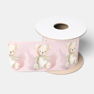 Baby shower teddybeer satijnen lint