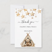 Baby shower teddybeer sterren tent beige bedankkaart (Voorkant)