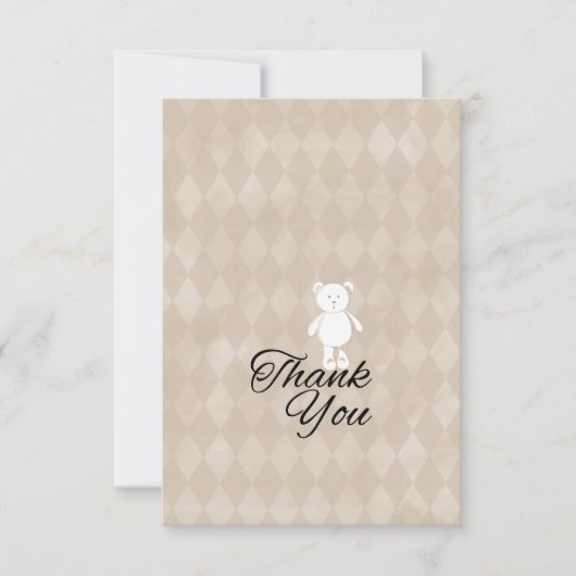 Baby shower teddybeer | Tan Argyle Bedankkaart (Voorkant)