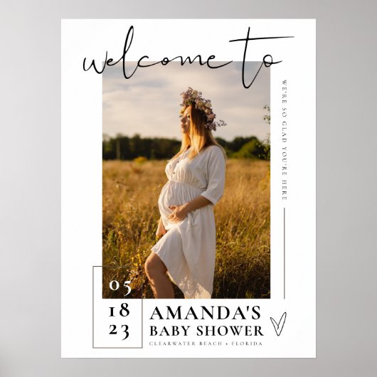 Baby shower teken foto welkom teken Poster (Voorkant)