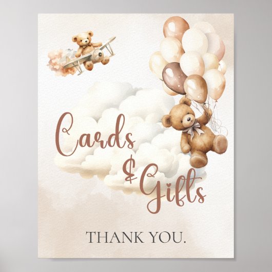 Baby shower Teken KAARTEN EN GESCHENKEN Beer Ballo Poster (Voorkant)