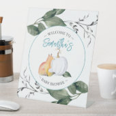 Baby shower tekenen Herfst pompoen vos Reclamebord Met Voetstuk (Insitu)