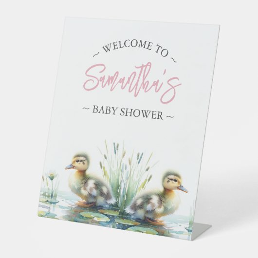 Baby shower tekenen Schattigee eendjes Reclamebord Met Voetstuk (Voorkant)