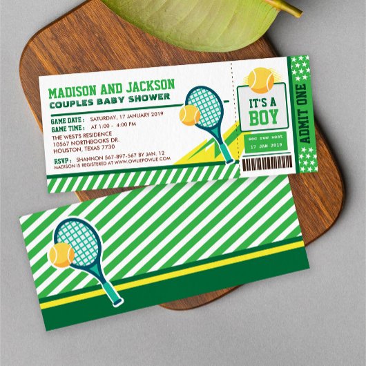 Baby shower Tennis Ticket Pass Couples Kaart