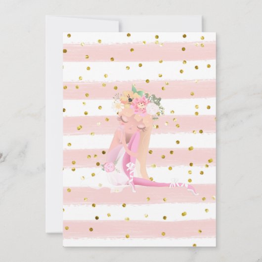 Baby shower ter illustratie van zoete balletmeisje kaart (Achterkant)