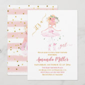 Baby shower ter illustratie van zoete balletmeisje kaart (Voorkant / Achterkant)