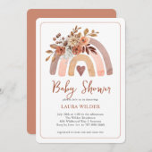 Baby shower Terracotta Boho Waterverf Rainbow Kaart (Voorkant / Achterkant)