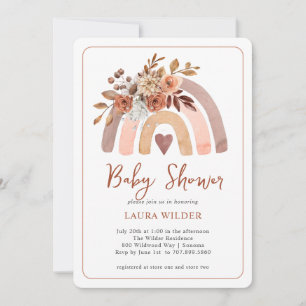 Baby shower Terracotta Boho Waterverf Rainbow Kaart