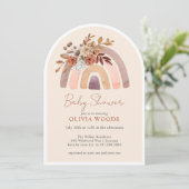 Baby shower Terracotta Boho Waterverf Rainbow Kaart (Staand voorkant)