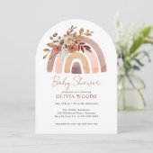 Baby shower Terracotta Boho Waterverf Rainbow Kaart (Staand voorkant)