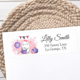 Baby shower Terug Adres Label Little Boo Girl