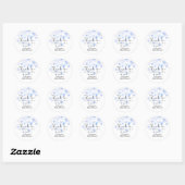 Baby Shower Thank You Blue Floral Cute Script Ronde Sticker (Vel)