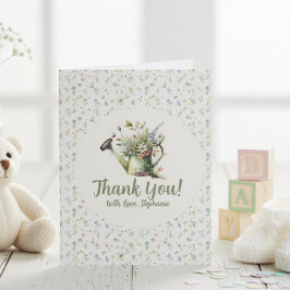 Baby Shower Thank You Card - Floral Watering Can Bedankkaart