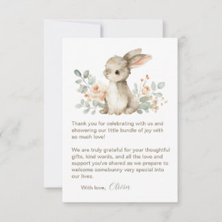 Baby Shower Thank You Cards Watercolor Bunny Notitiekaartje
