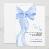 Baby Shower Thank You Cards with adorable bow. Bedankkaart (Voorkant / Achterkant)