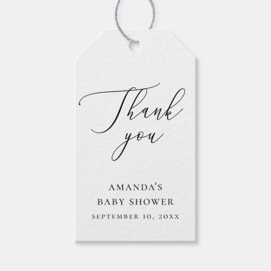 Baby Shower Thank You | Elegant Minimalist Script Cadeaulabel (Voorkant)