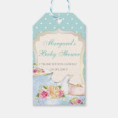 Baby Shower Thee Feest Bedankt Stippen Cadeaulabel (Voorkant)