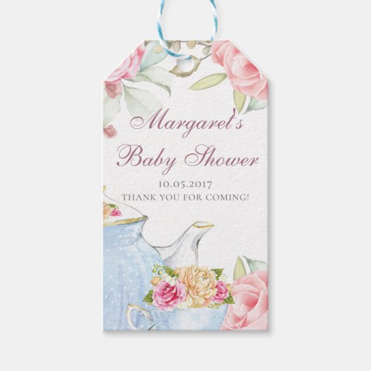 Baby Shower Thee Feestje Bedankt Cadeaulabel (Voorkant)