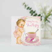 Baby Shower Thee Feestje Kaart (Staand voorkant)