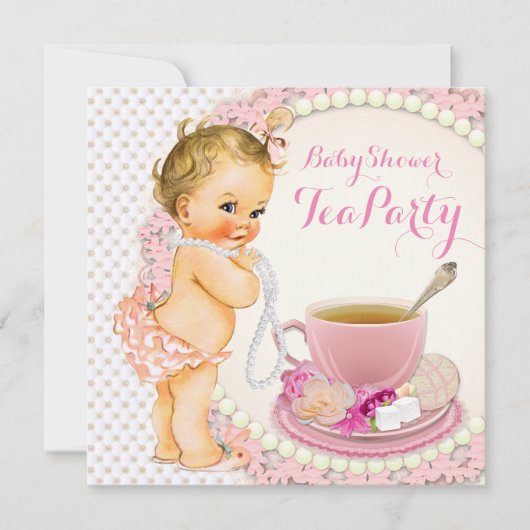 Baby Shower Thee Feestje Kaart (Voorkant)