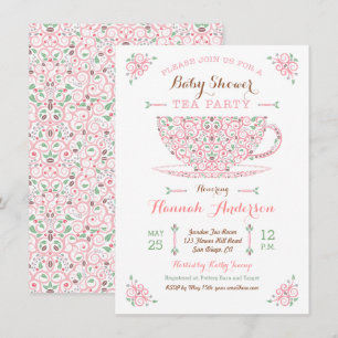 Baby Shower Theepartij- Baby Meisje II Uitnodiging