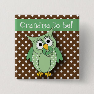 Baby shower thema groene en bruine pols vierkante button 5,1 cm