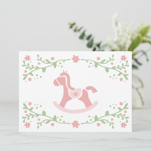 Baby shower thema tafel Kaart / Rocking Horse (Staand voorkant)