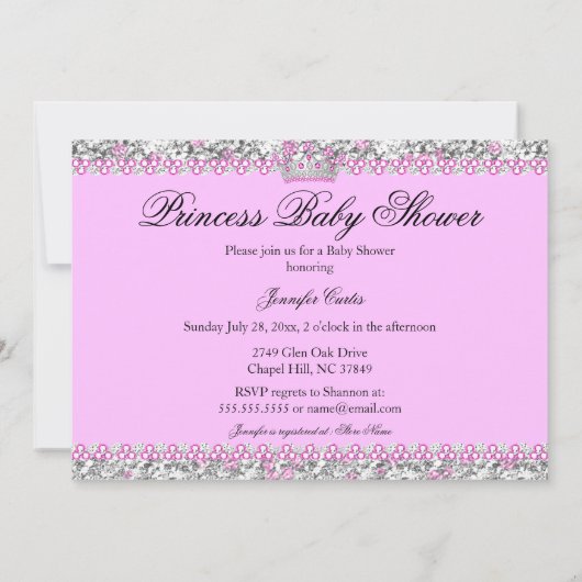 Baby shower Tiara Kaart (Achterkant)