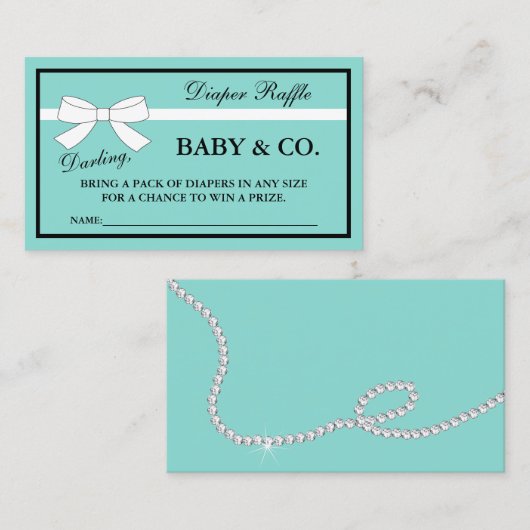 baby shower Tiara Party Diaper Raffle-kaarten Aanbevelingskaartje (Voorkant / Achterkant)