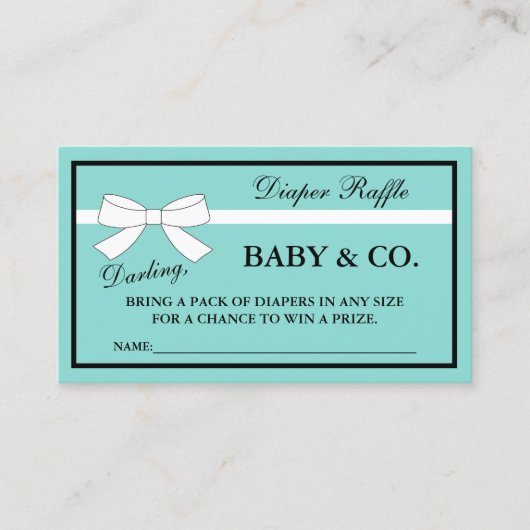 baby shower Tiara Party Diaper Raffle-kaarten Aanbevelingskaartje (Voorkant)