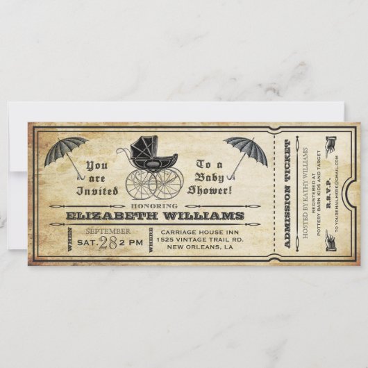 Baby shower Ticket Invitation Kaart (Voorkant)