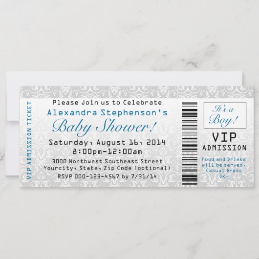 Baby shower ticket uitnodigingen, jongen kaart (Voorkant)