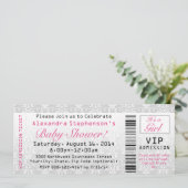 Baby shower ticket uitnodigingen, meisje kaart (Staand voorkant)